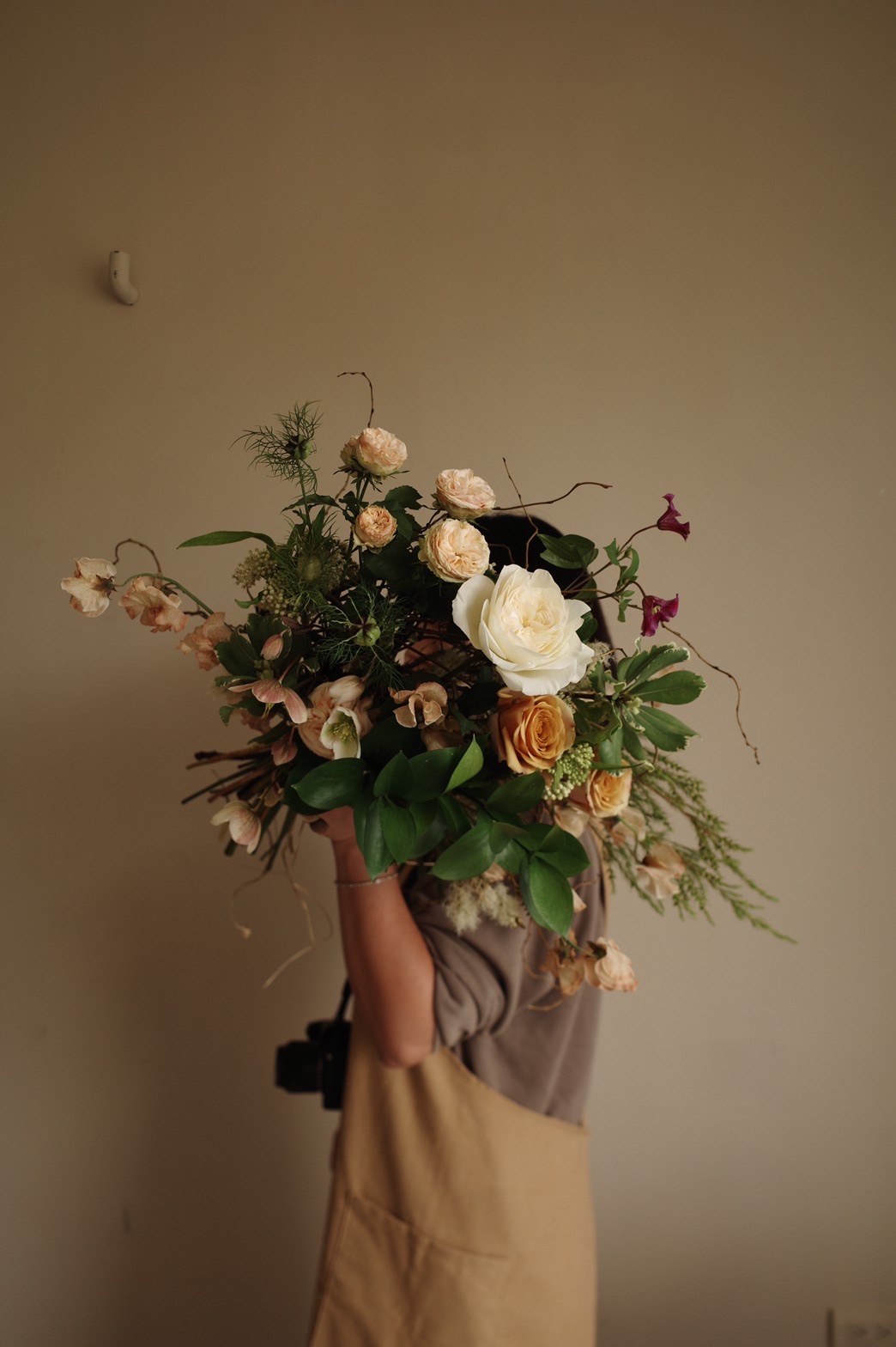 Cream, orange & pink bouquet