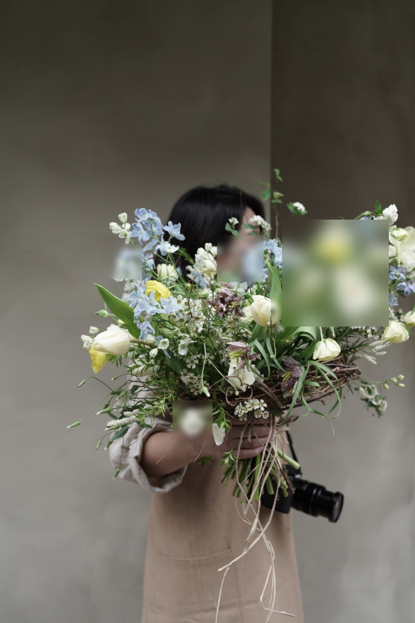 Blue, white & yellow bouquet