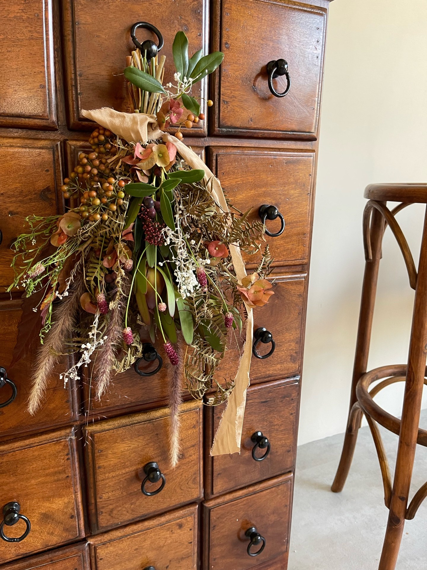 Dried flower wall display