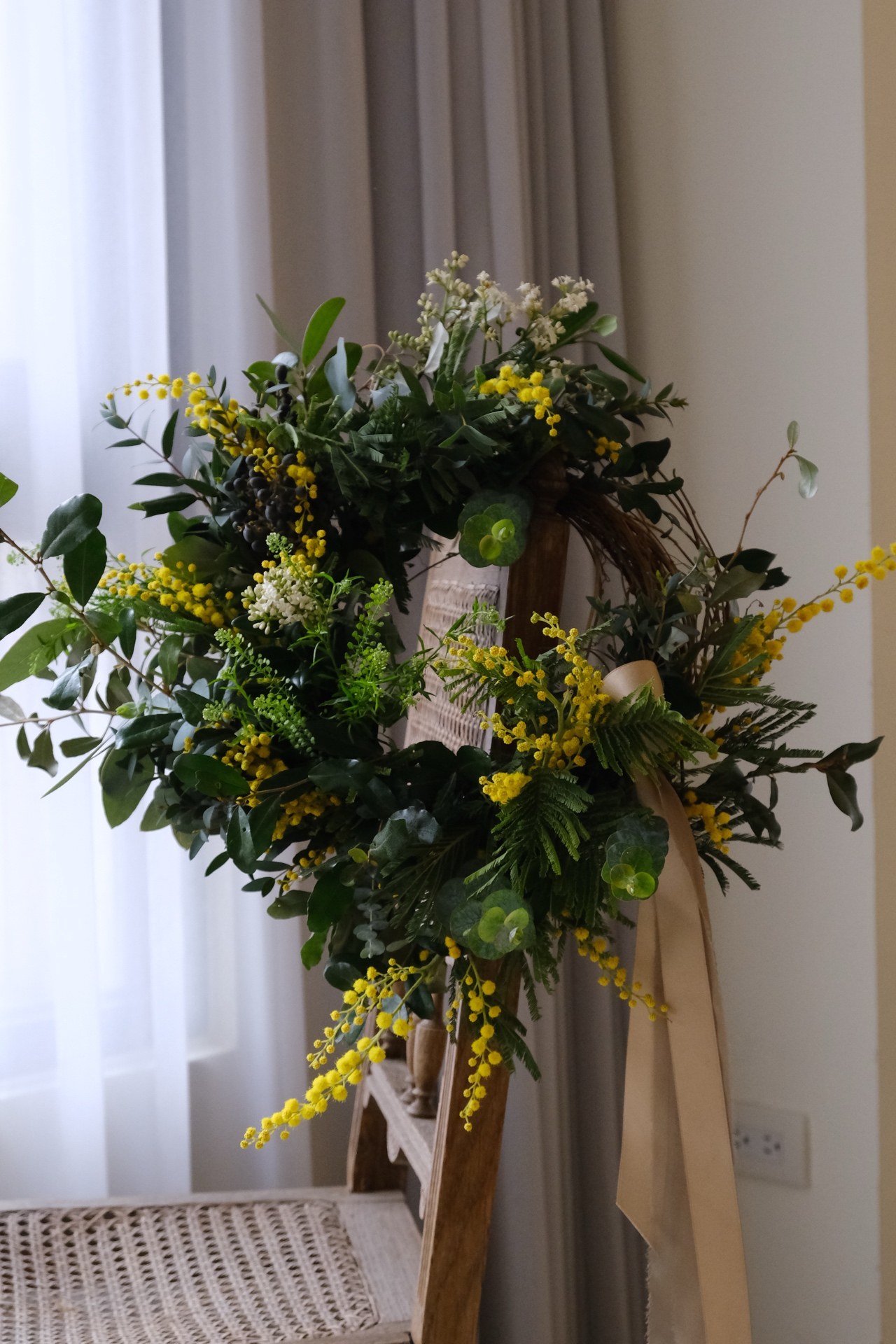 Mimosa floral wreath